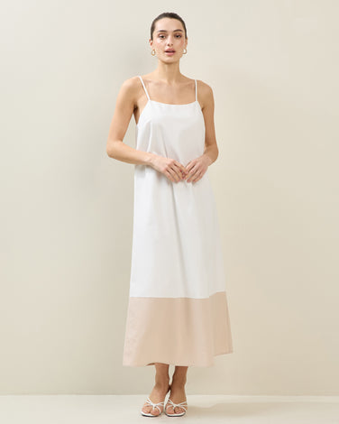 Two-tone Linen Blend Maxi Dress