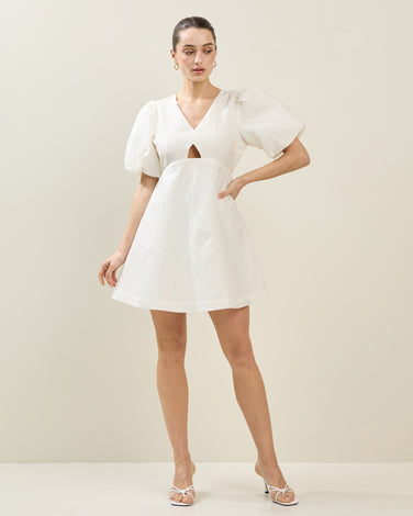 Puff Sleeve Jacquard Mini Dress