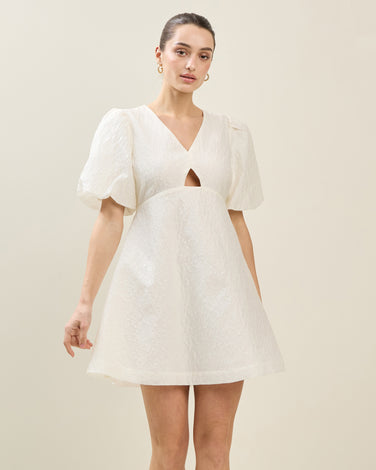 Puff Sleeve Jacquard Mini Dress