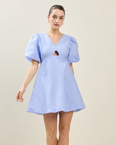 Puff Sleeve Jacquard Mini Dress