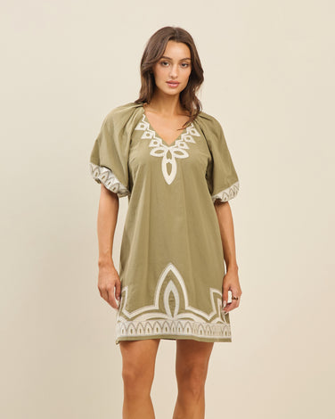 Embroidered cotton mini dress