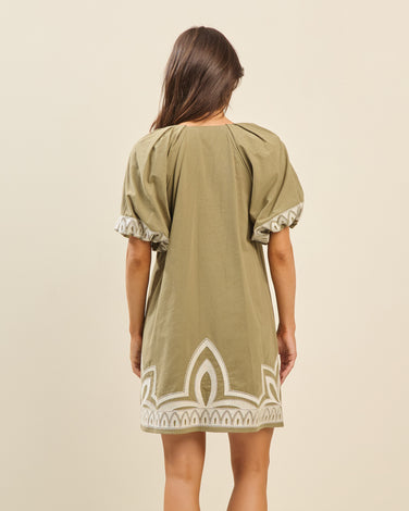 Embroidered cotton mini dress
