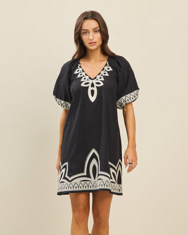 Embroidered cotton mini dress