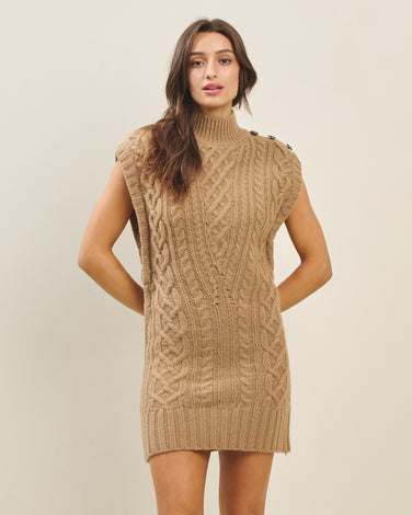 Mockneck button sweater dress