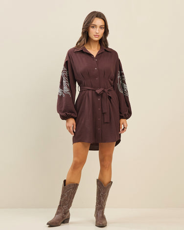 Embroidered shirtdress