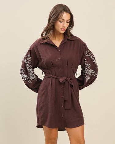 Embroidered shirtdress