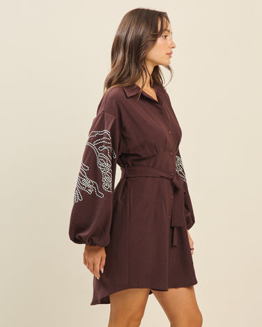 Embroidered shirtdress