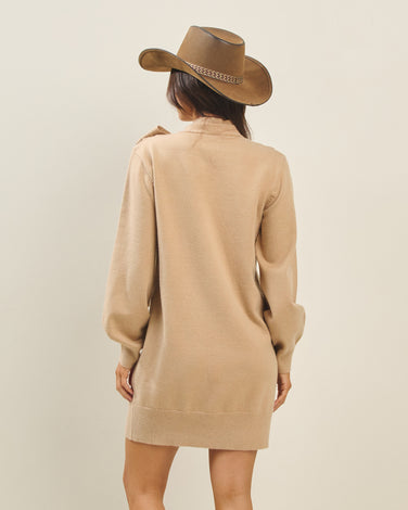 Tie neck sweater dress