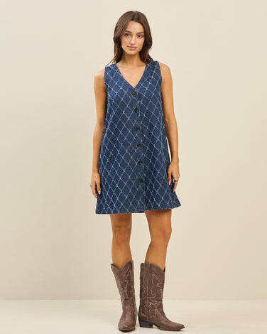 Textured denim mini dress