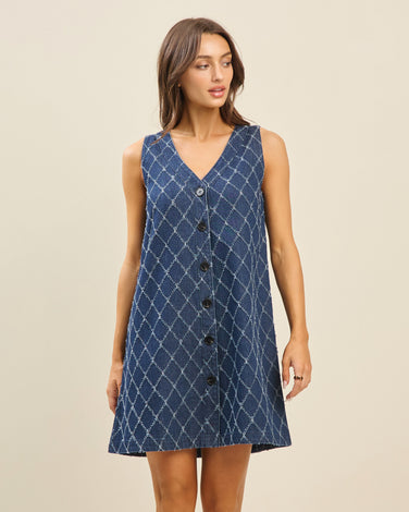 Textured denim mini dress