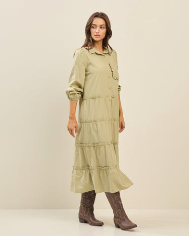 Ruffle trim tiered dress