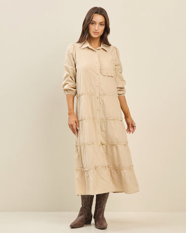 Ruffle trim tiered dress