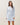 Contrast knit dress in sky/white