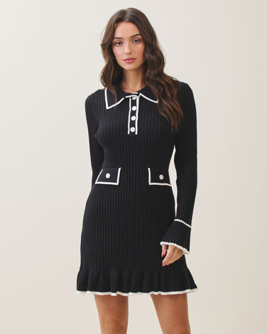 Contrast knit dress