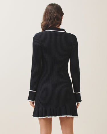 Contrast knit dress