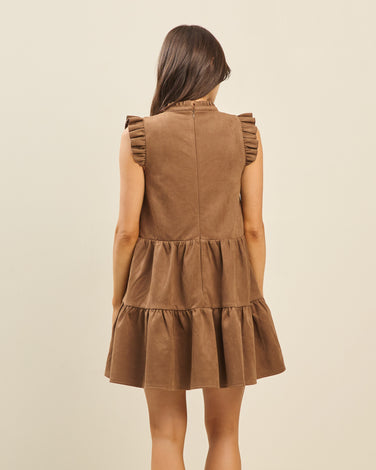 Suede ruffle babydoll dress