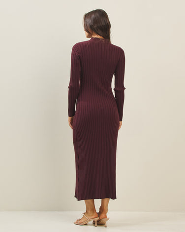 Tie neck sweater dress