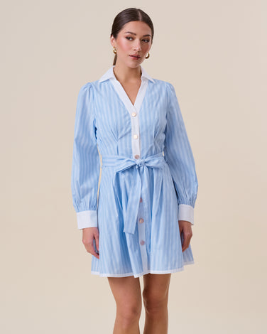 Striped fit & flare shirt dress