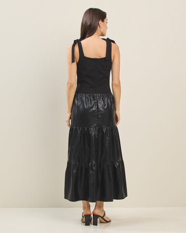 Knit vegan leather dress