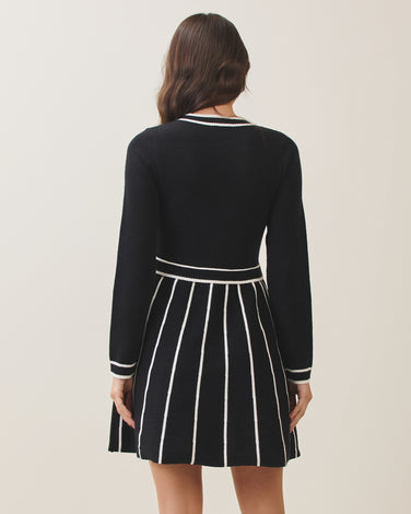 Contrast knit mini dress