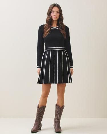Contrast knit mini dress