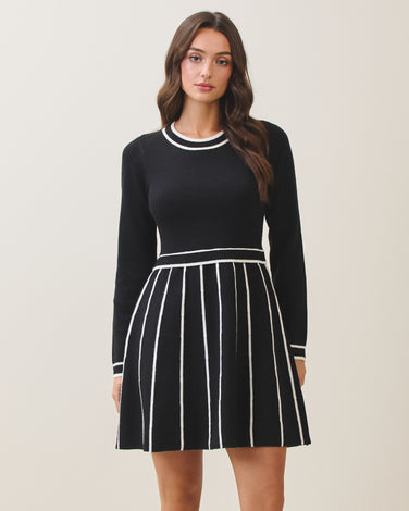 Contrast knit mini dress