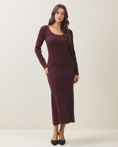 Open back rib-knit dress