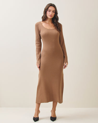 Open back rib-knit dress