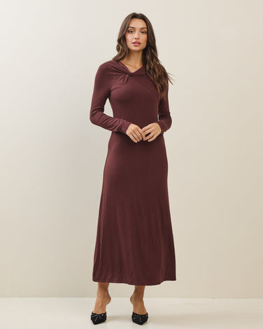 Twisted neckline maxi dress