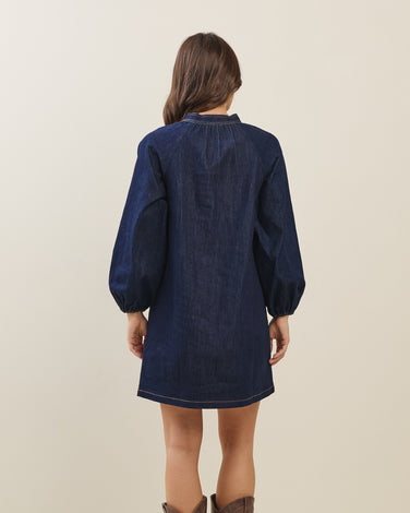Bow denim mini dress