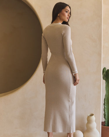 Tie neck sweater dress