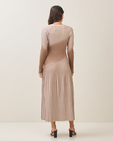 Ribbed two tone maxi dress
