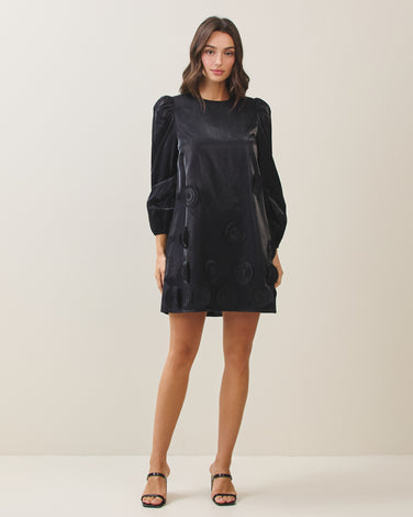 3D applique taffeta mini dress