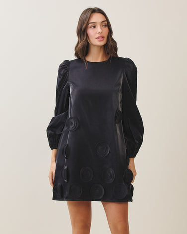 3D applique taffeta mini dress