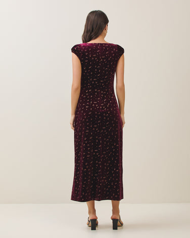 Velvet floral print dress