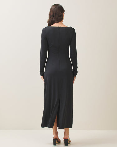 Flower button jersey dress