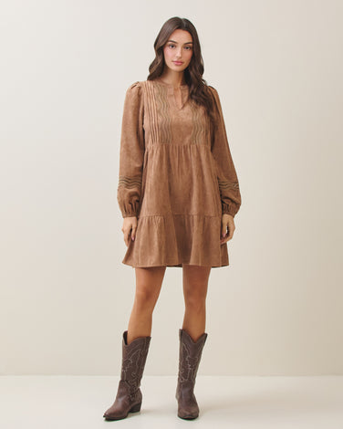 Vegan suede babydoll dress