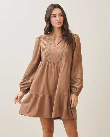 Vegan suede babydoll dress