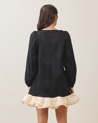Taffeta ruffle mini dress