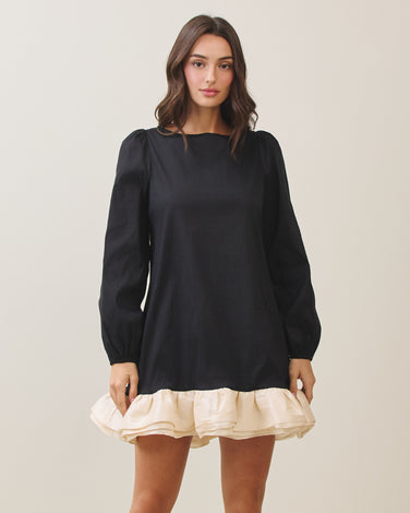 Taffeta ruffle mini dress