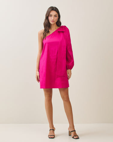 Taffeta one shoulder bow dress