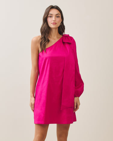 Taffeta one shoulder bow dress