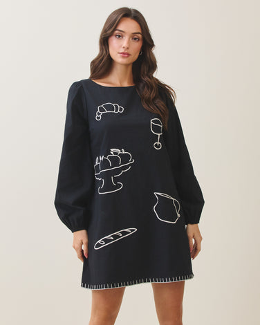 Embroidered cotton mini dress