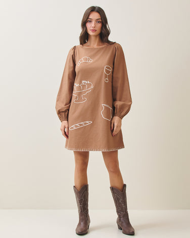 Embroidered cotton mini dress