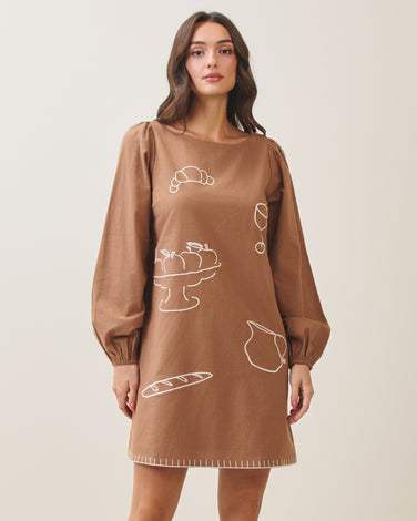 Embroidered cotton mini dress