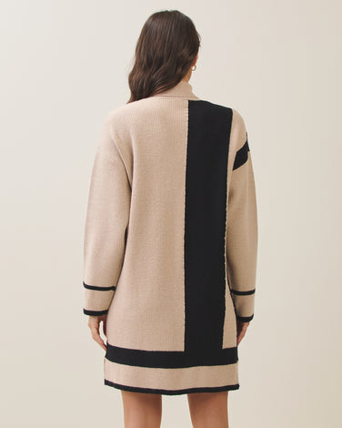 Colorblock turtleneck knit dress