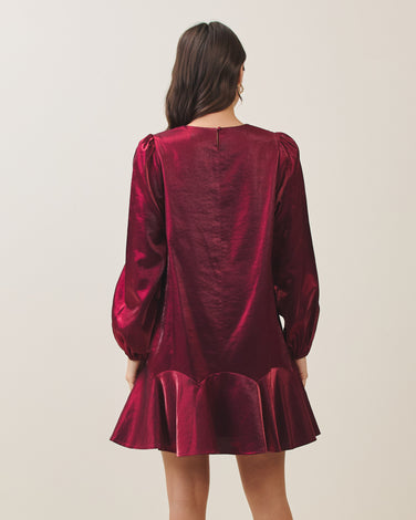 Taffeta ruffle mini dress
