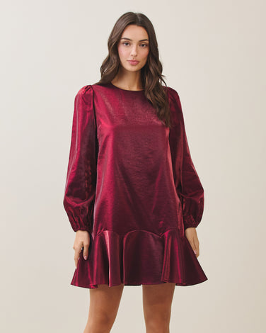 Taffeta ruffle mini dress