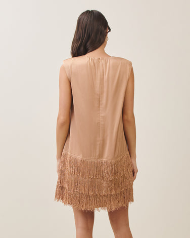 Satin fringe mini dress