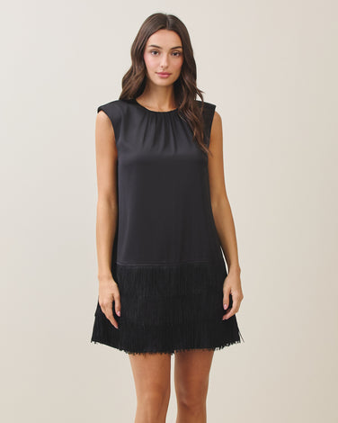 Satin fringe mini dress